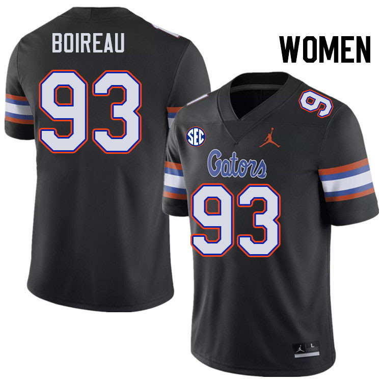 Women #93 Michai Boireau Florida Gators College Football Jerseys Stitched-Black